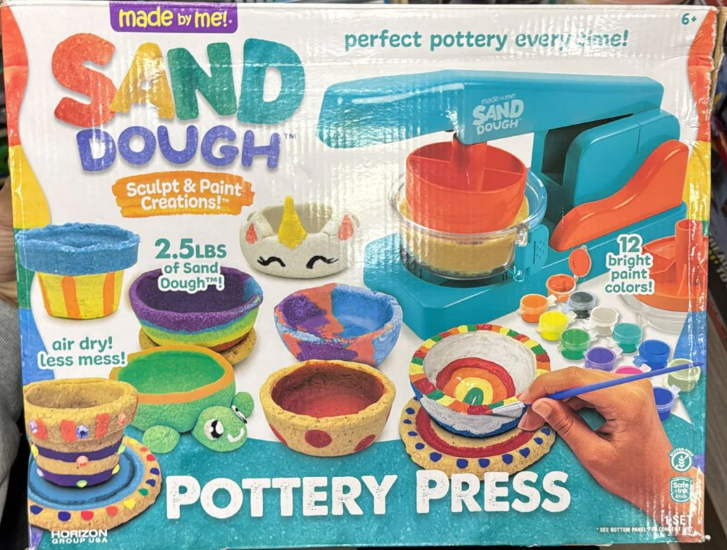 Made By Me! Sand Dough Sculpt & Paint Creations Pottery Kit – Mess-Free Arts