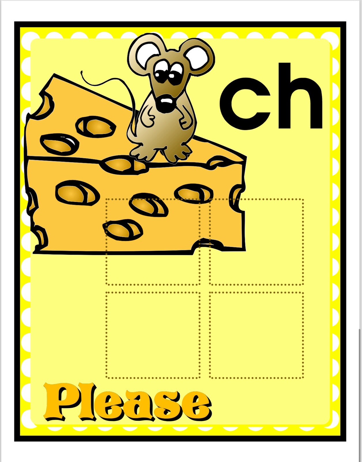 Cheese Please – Phonics. Sh/ Ch – DIY File Folder game – Printed / Uncut