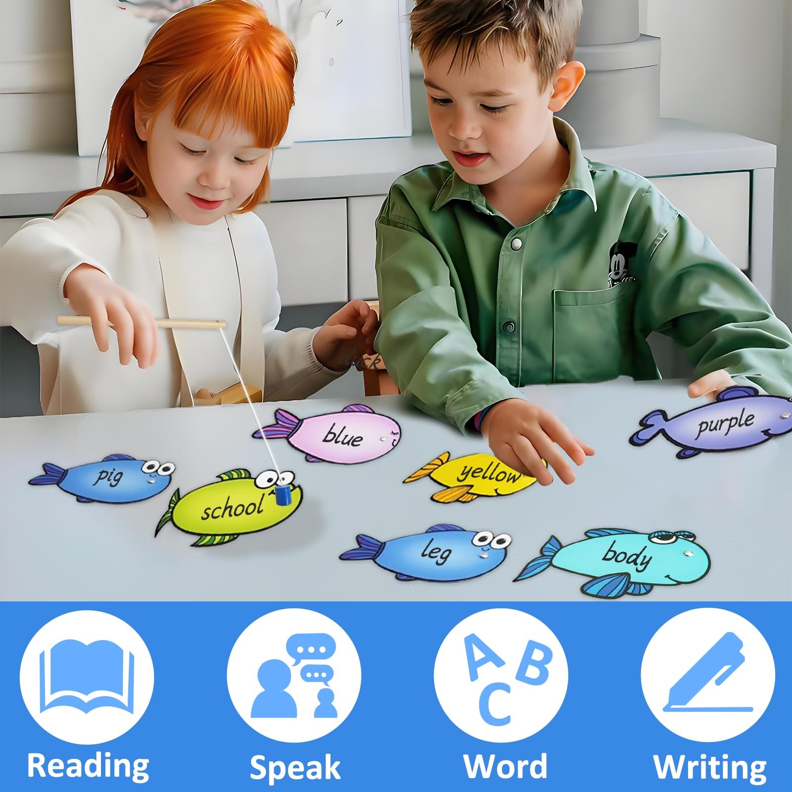 Magnetic Fishing Game 40 Dry Erase Fish Cards 48 Sight Words Flash Cards Kind…