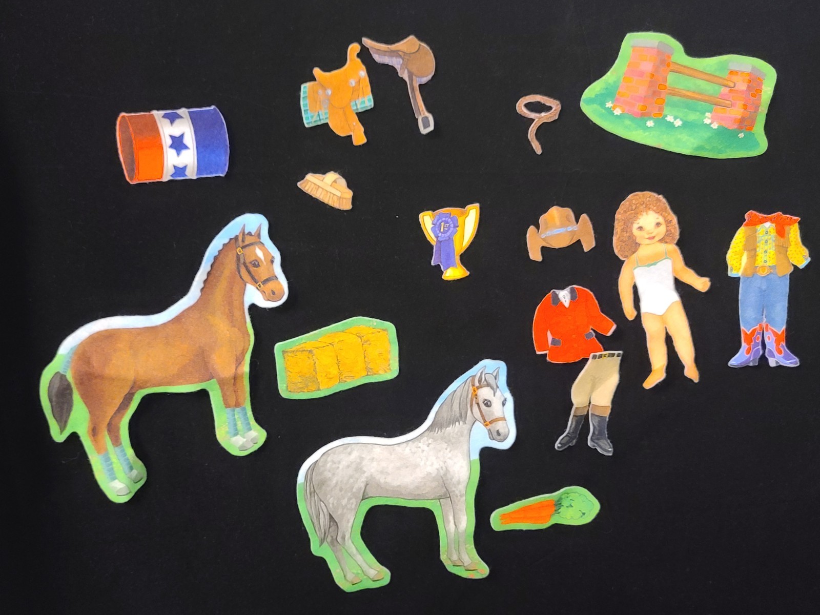Horse Show Flannel Graph Pieces Barrel Racing Equestrian Cowgirl