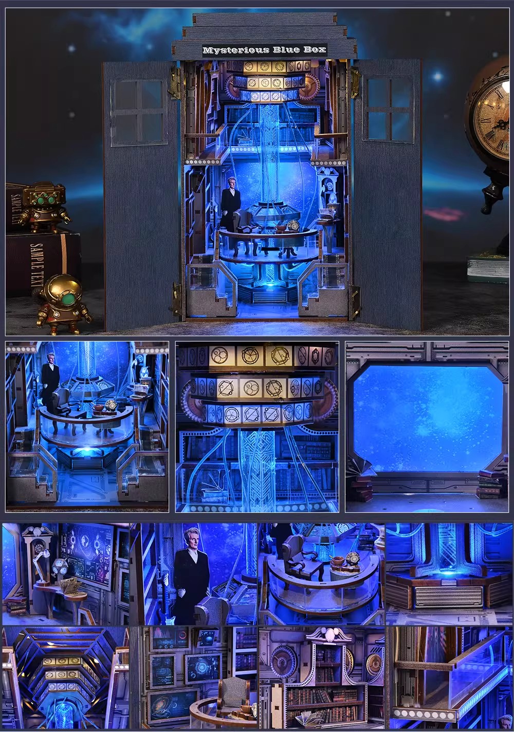 Doctor Who TARDIS DIY Puzzle Bookend Luminous Decoration Wooden Model Xmas Gift
