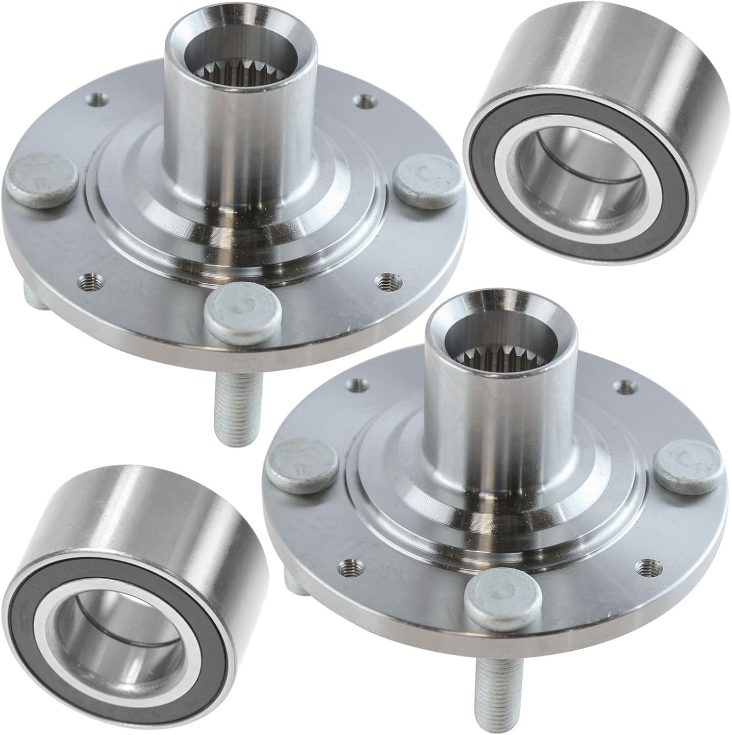 TRQ 2 Piece Front Wheel Bearing & Hub Kit Set Compatible with 1992-2000 Honda