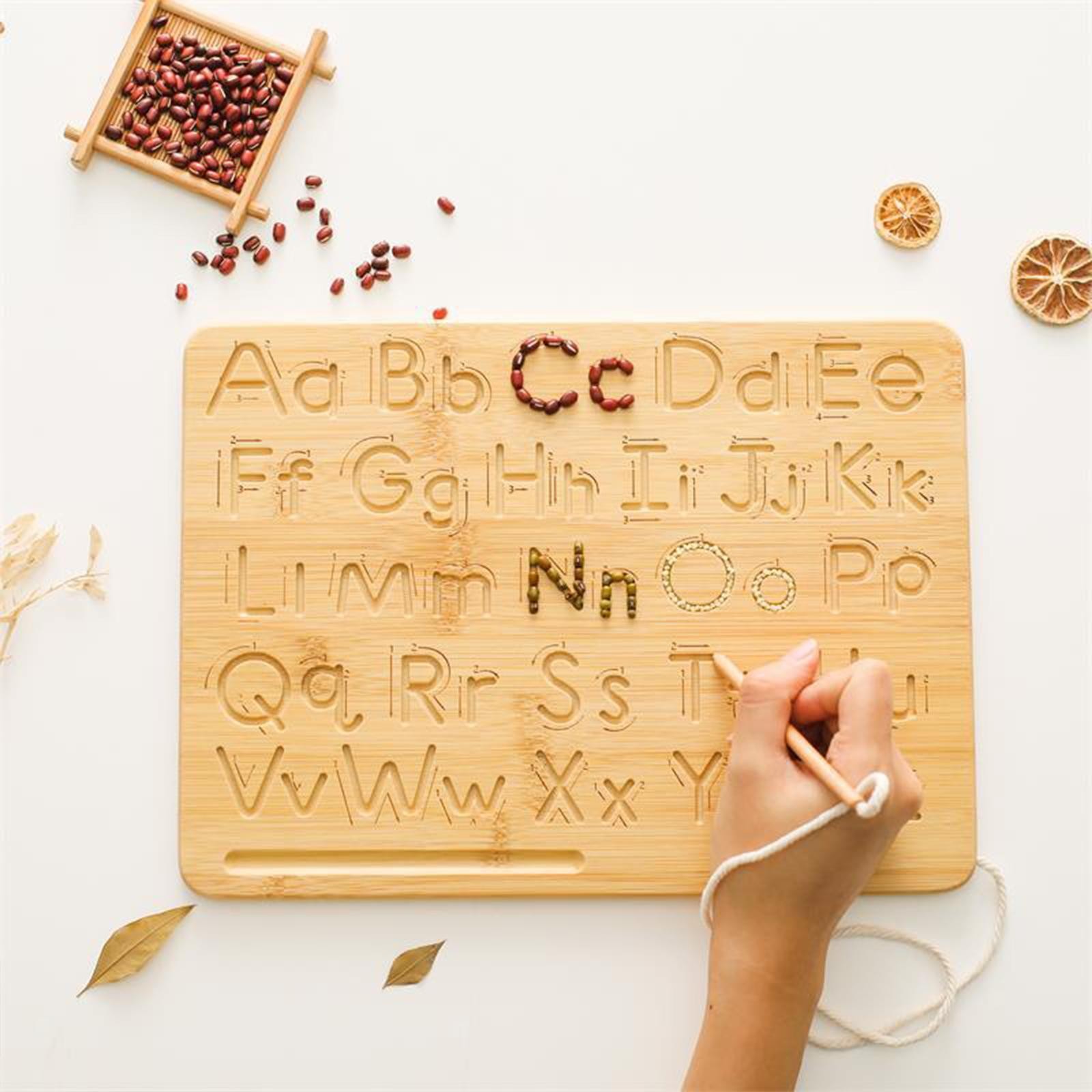 Letter Practicing Board Wooden with Pen Children Double Sided Exercise Board