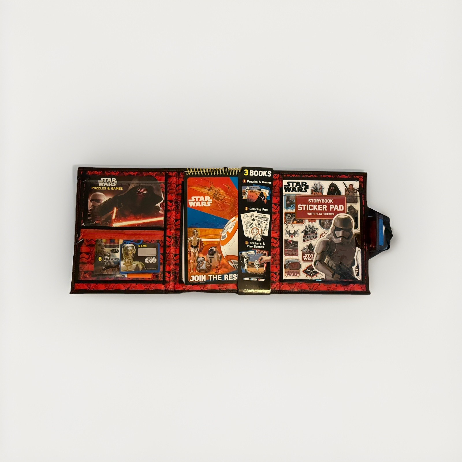 Star Wars Tri-Fold Storage Case Activity Set Puzzles Coloring Crayons Stickers