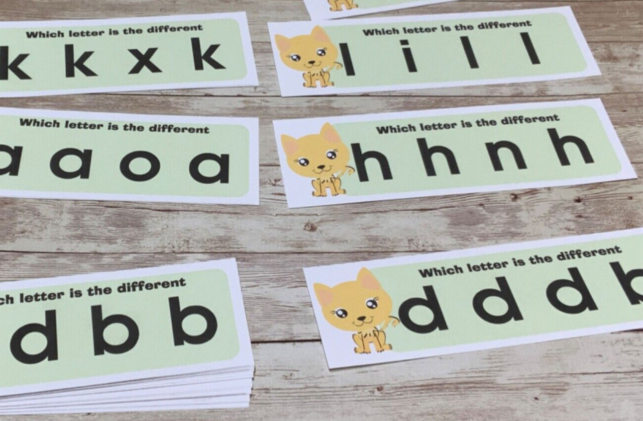 Kitty – Learning Centers-Which lowercase Letter is Different- 26 Laminated cards