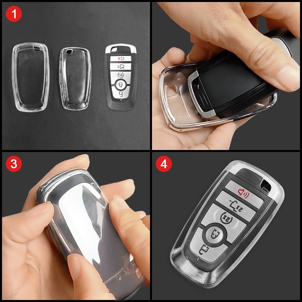 Key Case Fob Cover Compatible For Ford F150 F250 F350 Edge Explorer Mustang Rapt