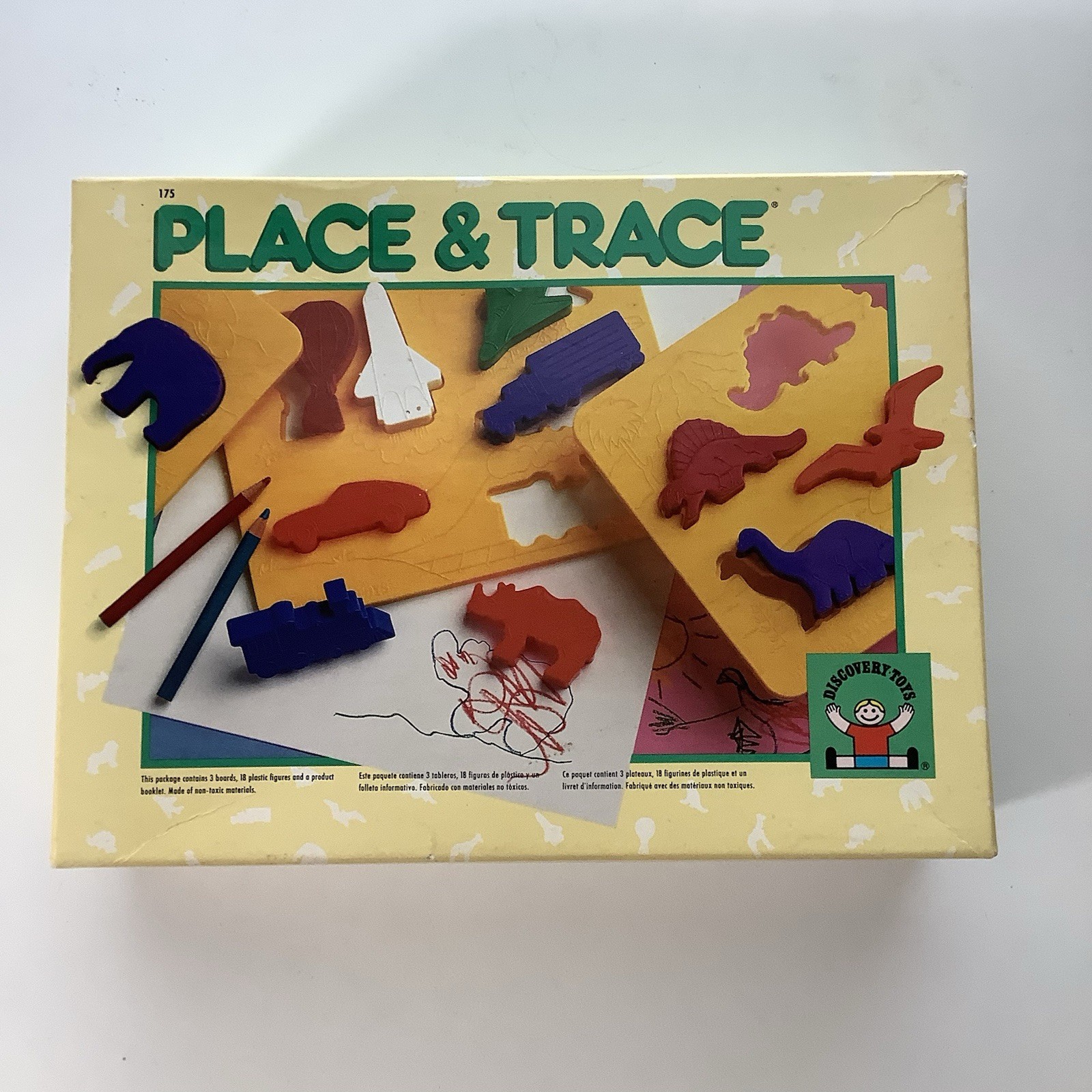 Vintage Discovery Toys Place And Trace Puzzle And Stencil Set From 1984