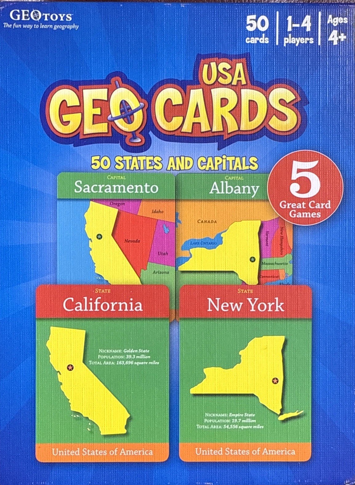 USA Geo Cards In Excellent Condition- Flashcards Or 5 Great Games- US Geography