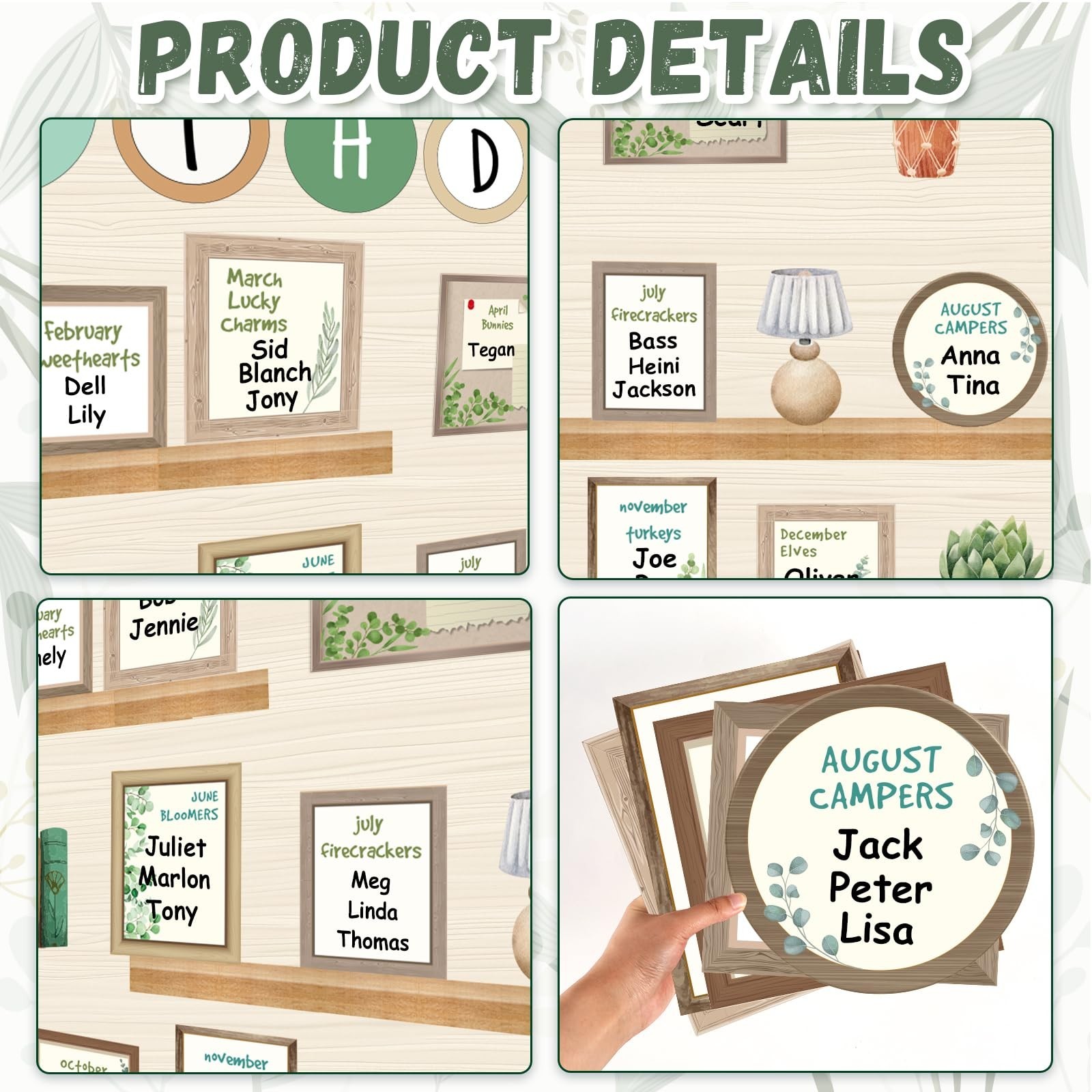 Eucalyptus Birthday Bulletin Board Set for Classroom, Birthday Chart for Clas…