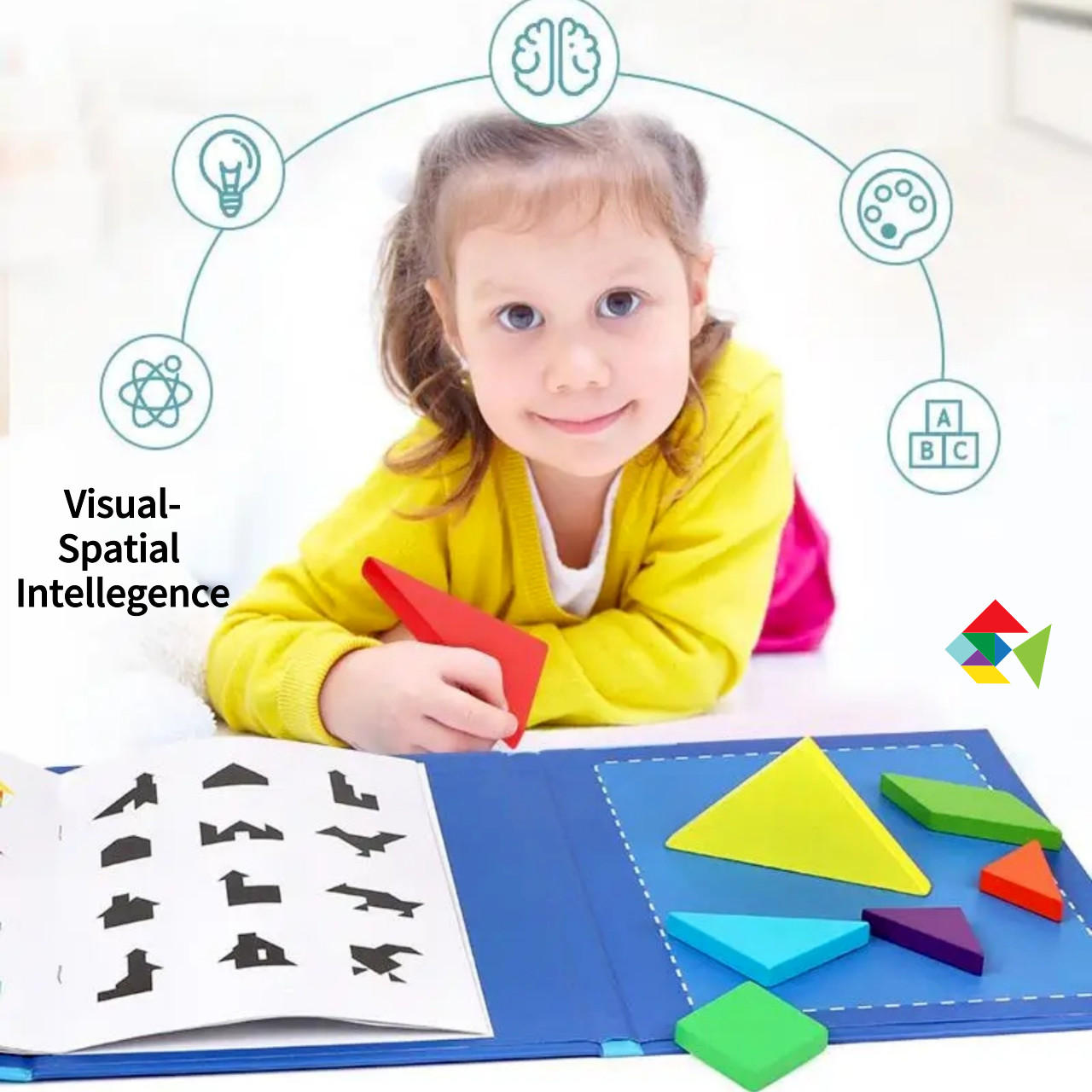 Children Wooden Magnetic Tangram Puzzle Game Toy Educational Book Kids Gift Toy