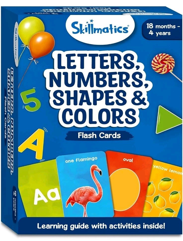Skillmatics Thick Flash Cards for Toddlers – Letters, Numbers, Shapes & Colors