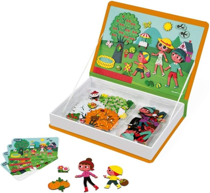 Janod • Magneti’Book 4 Seasons • 3 to 8 Years • Educational Magnetic Games Toy f