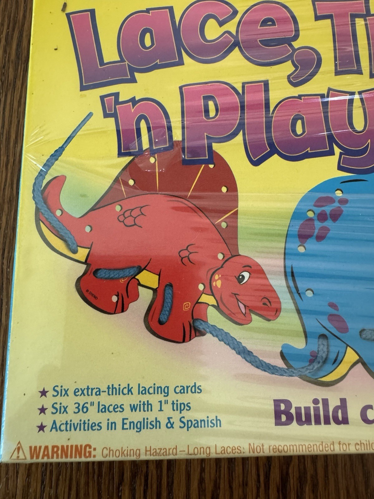 Prehistoric Pals Lace Trace n Play Dinosaurs 6 Lacing Cards Sewing 1998 NEW Toys
