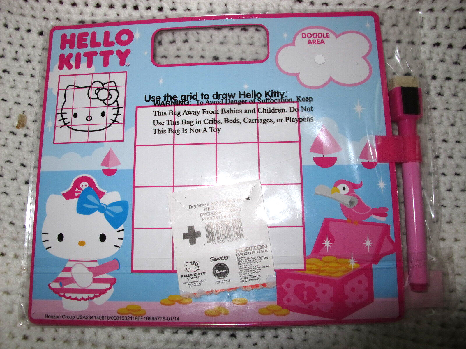 Sanrio Hello Kitty Dry Erase Activity Handled Board marker 8.5×7 Game Play Set