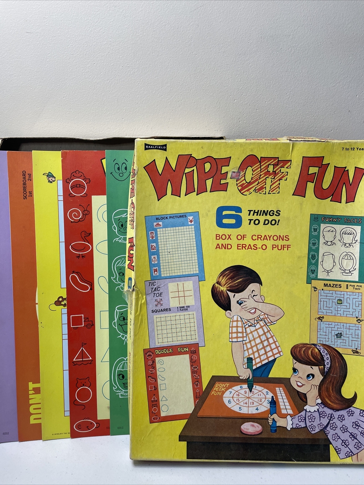 1969 Wipe Off Fun Child Development Crayon Game Boards