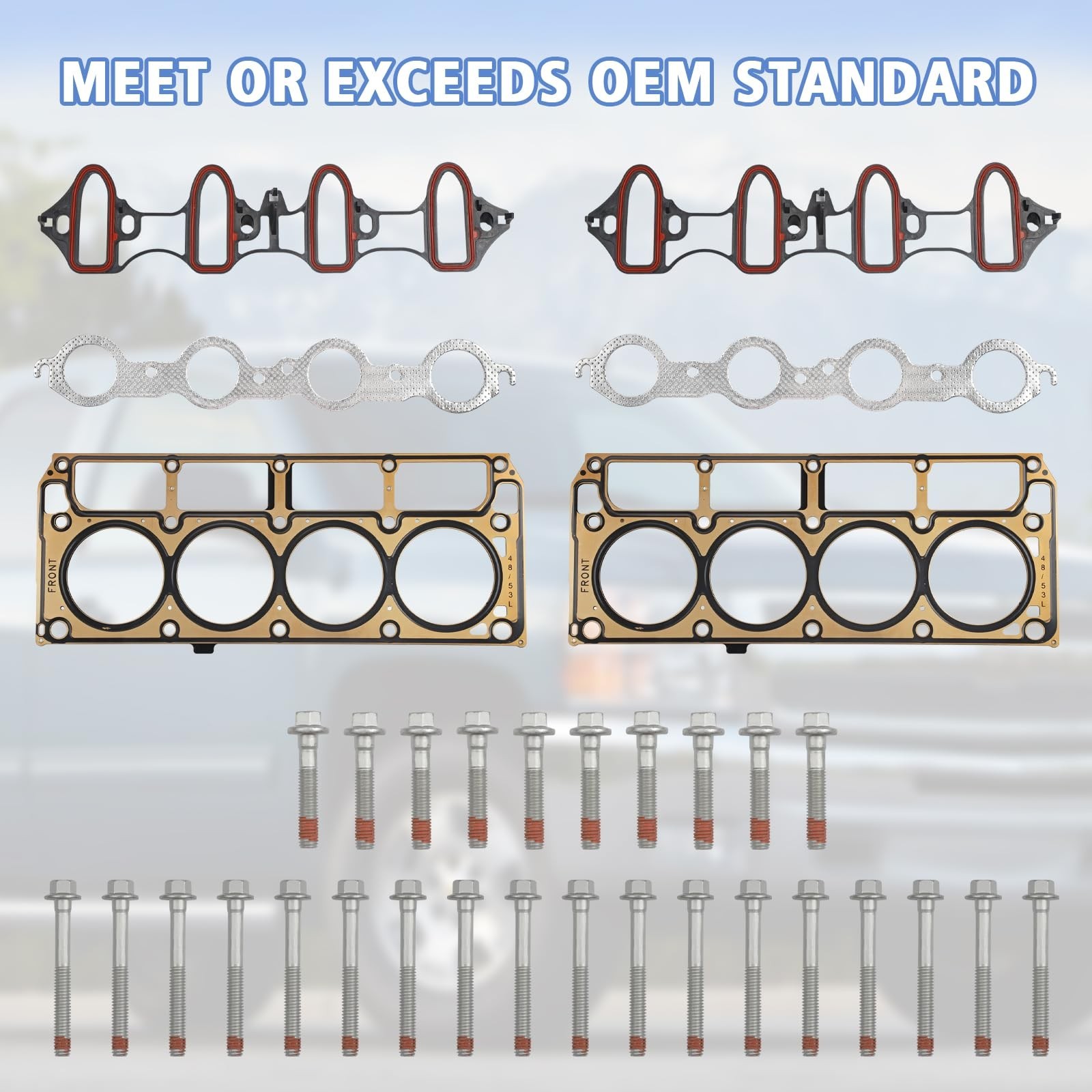 Full Cylinder 5.3 Head Gasket Set with ES72220 Bolts Intake Manifol… Fast Ship