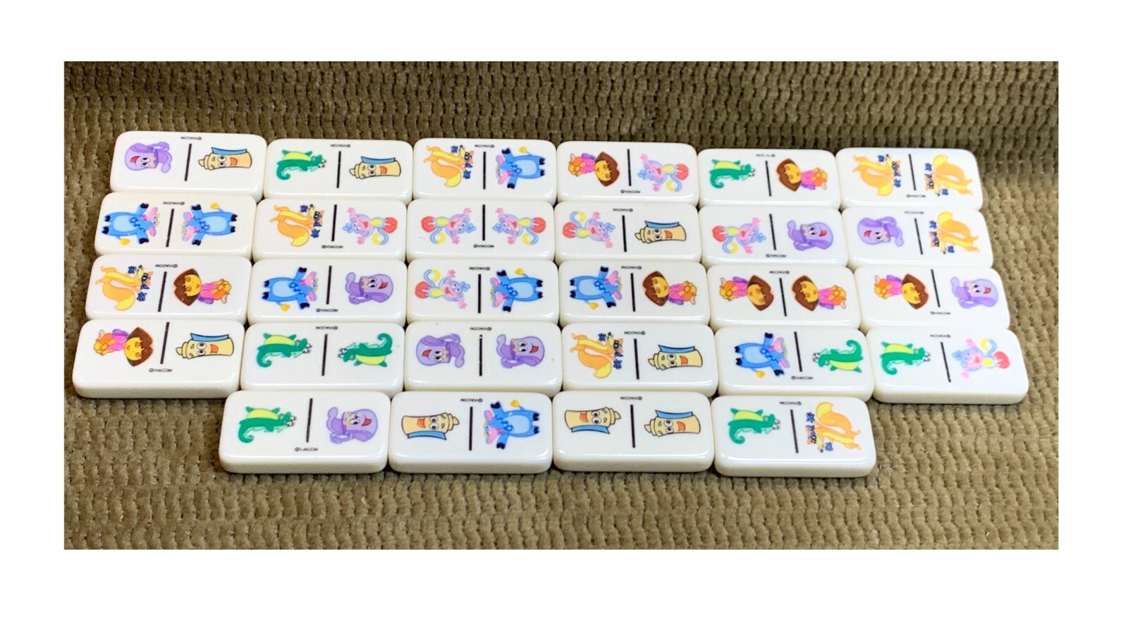 28 PIECES OF HARD TILE DOMINOES FOR DORA THE EXPLORER TILE GAME