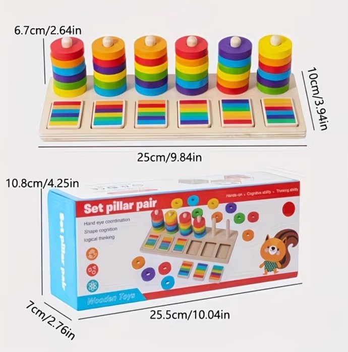 Wooden Montessori Toy/Color Matching Stacking Columns