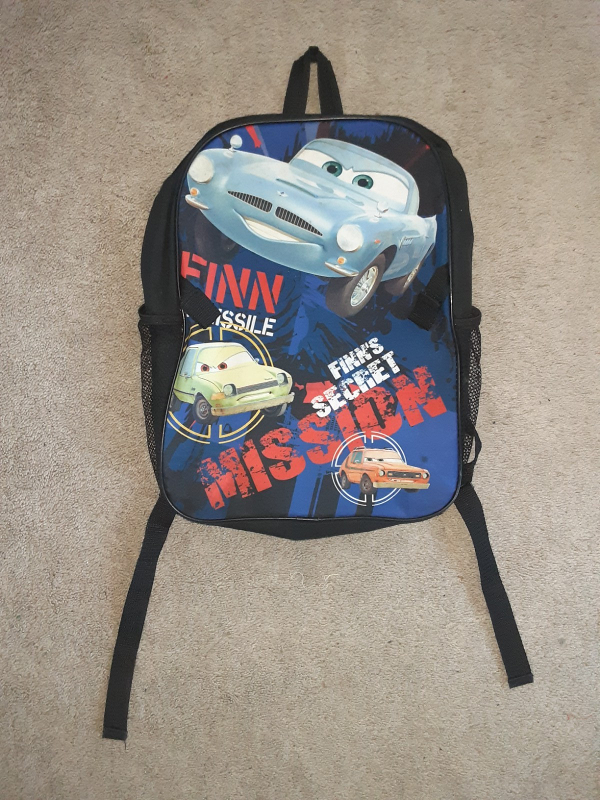 Vintage Disney Cars 2 Finn McMissile Secret Mission Backpack Gremlin Pacer Rare