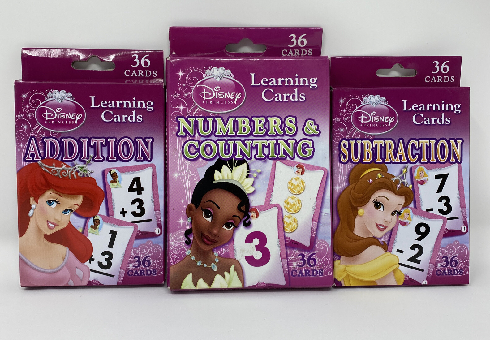Disney Princess Learning Cards – 3 Decks – Addition-Subtraction-Numbers&Counting