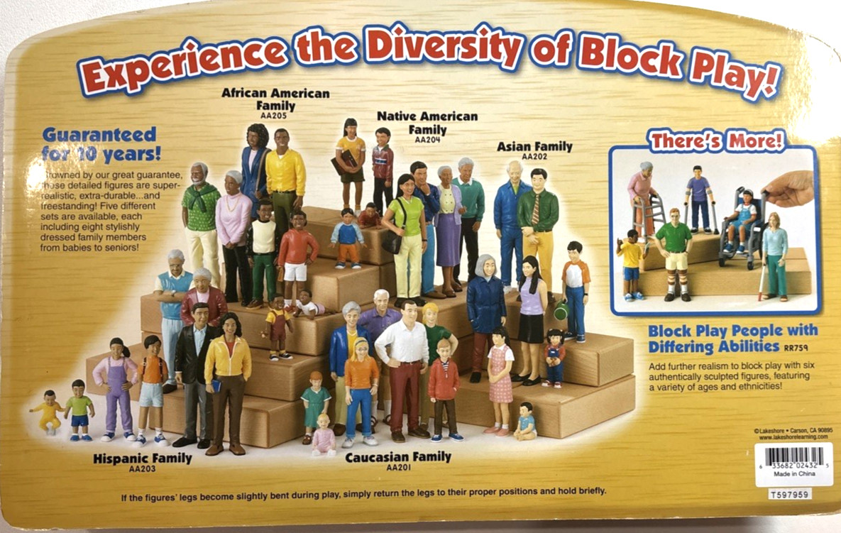 RARE Lakeshore Block Play People The Caucasian Family 8 Freestanding Figures NEW