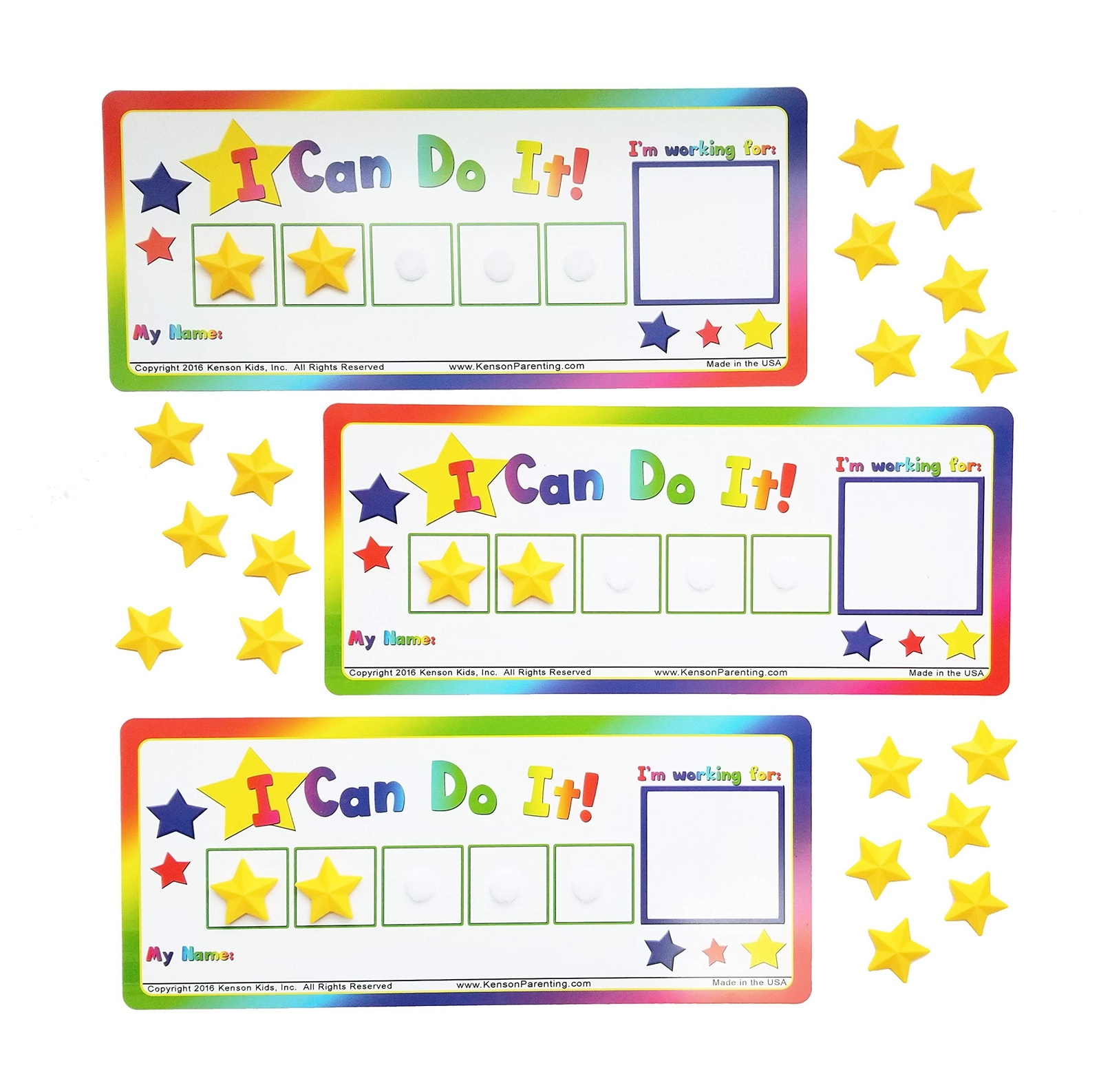 “I Can Do It!” Token Board, 3 Pack. Colorful Magnetic Rewards Chart with Posi…