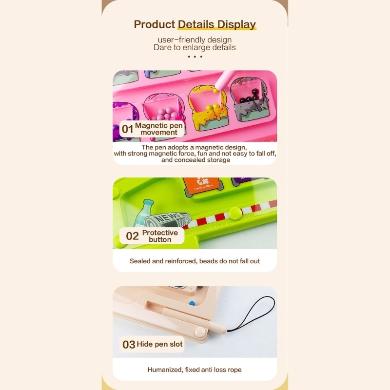 Maze Board Walking Bead for Kids Educational Color Sorting Activity Toy