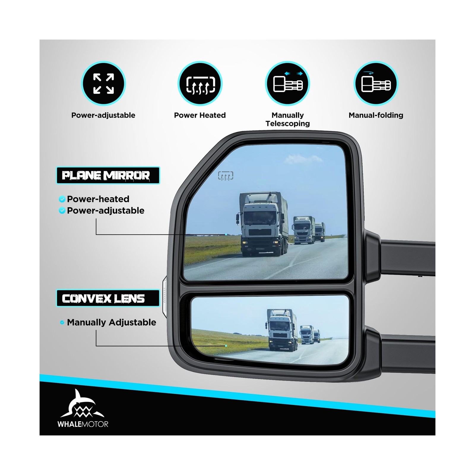 Smoked Power Heated Tow Mirrors Compatible with 2015-2020 Ford F150 F-150, Ex…