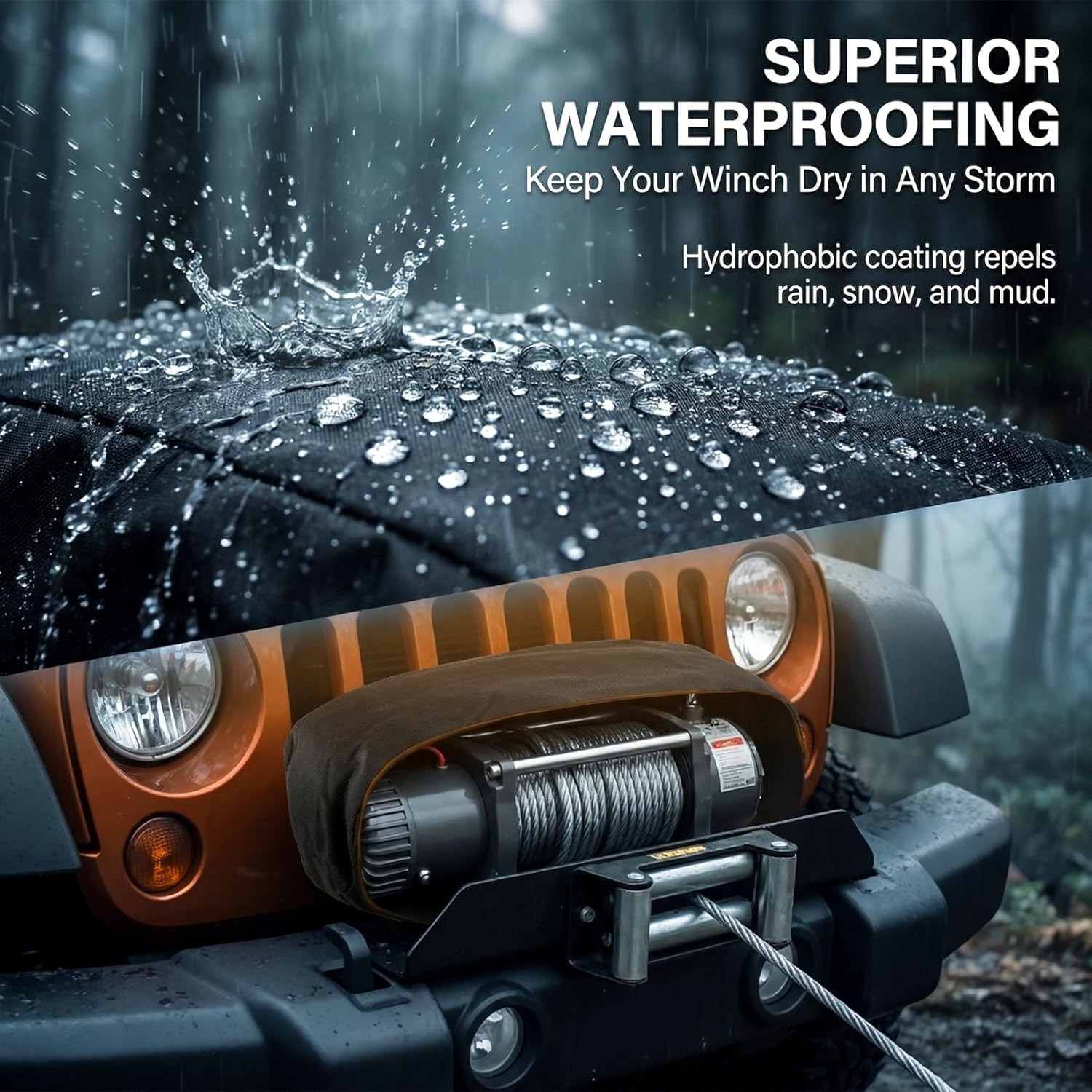 Winch Cover Waterproof Heavy Duty Dust-Proof Protective Boat Trailer ATV UTV