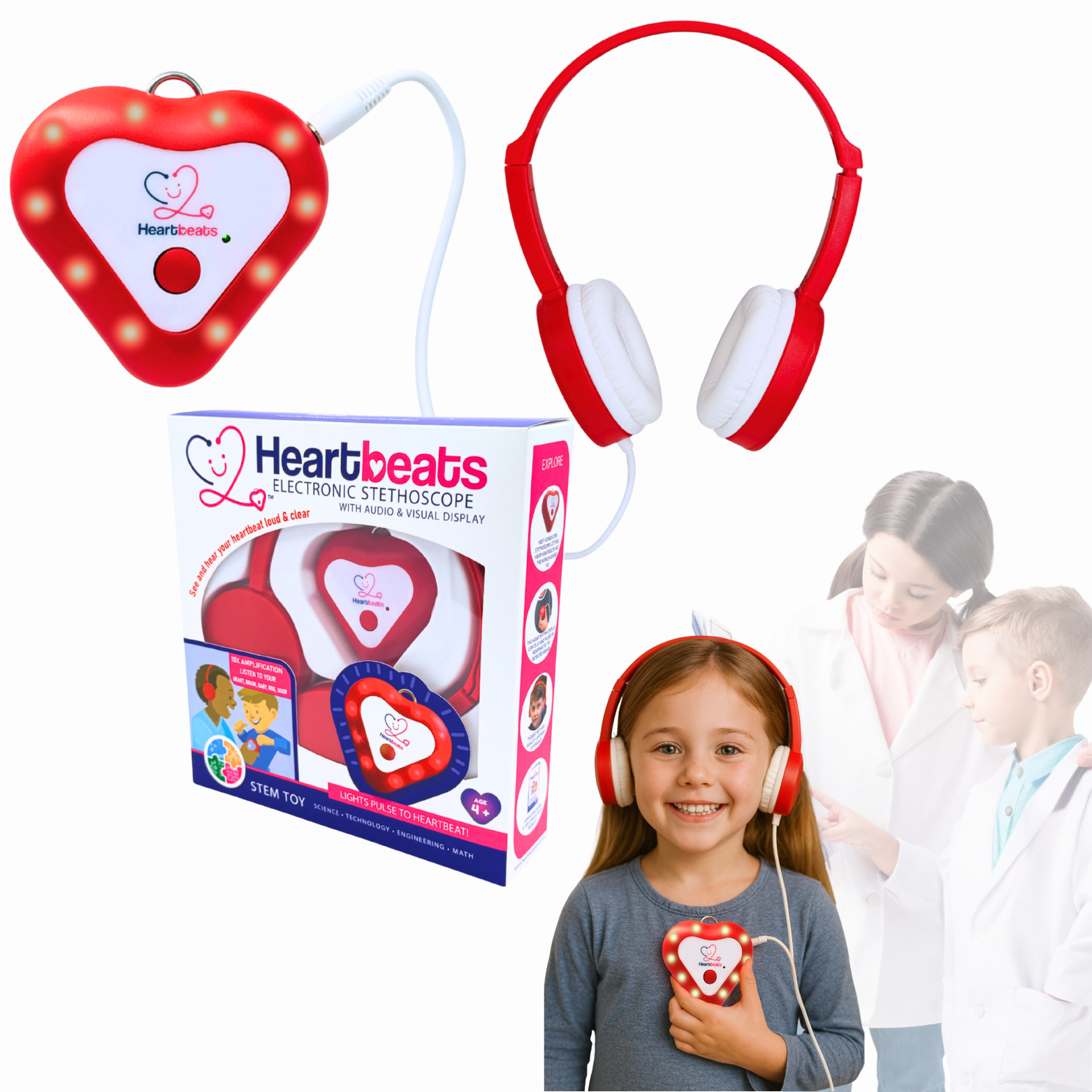 Heartbeats Electronic Stethoscope Toy w/ LED Display & 10X Sound Amplification