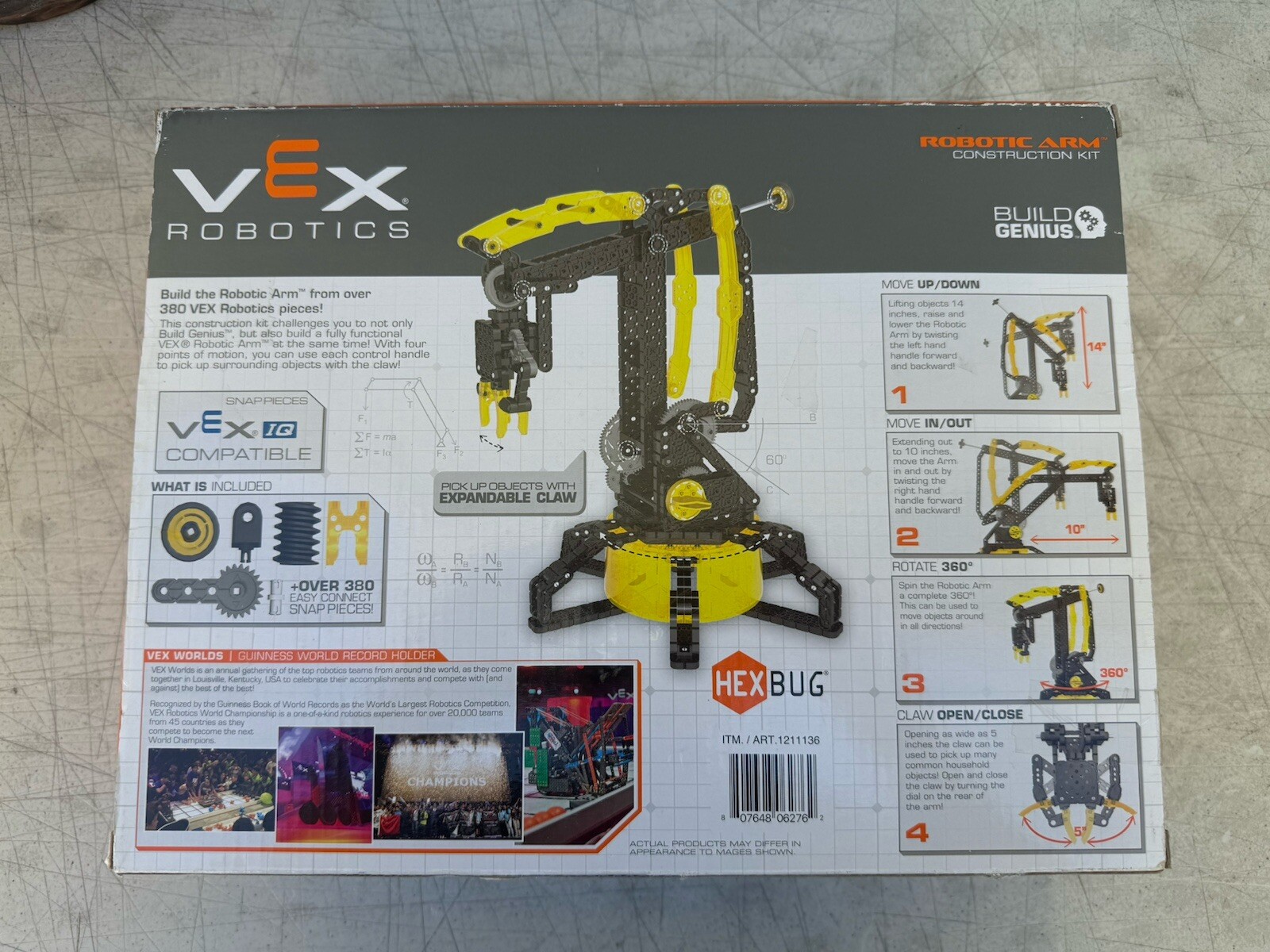 HEXBUG VEX – Robotic Arm Construction Kit – YELLOW 380 Pieces – NEW