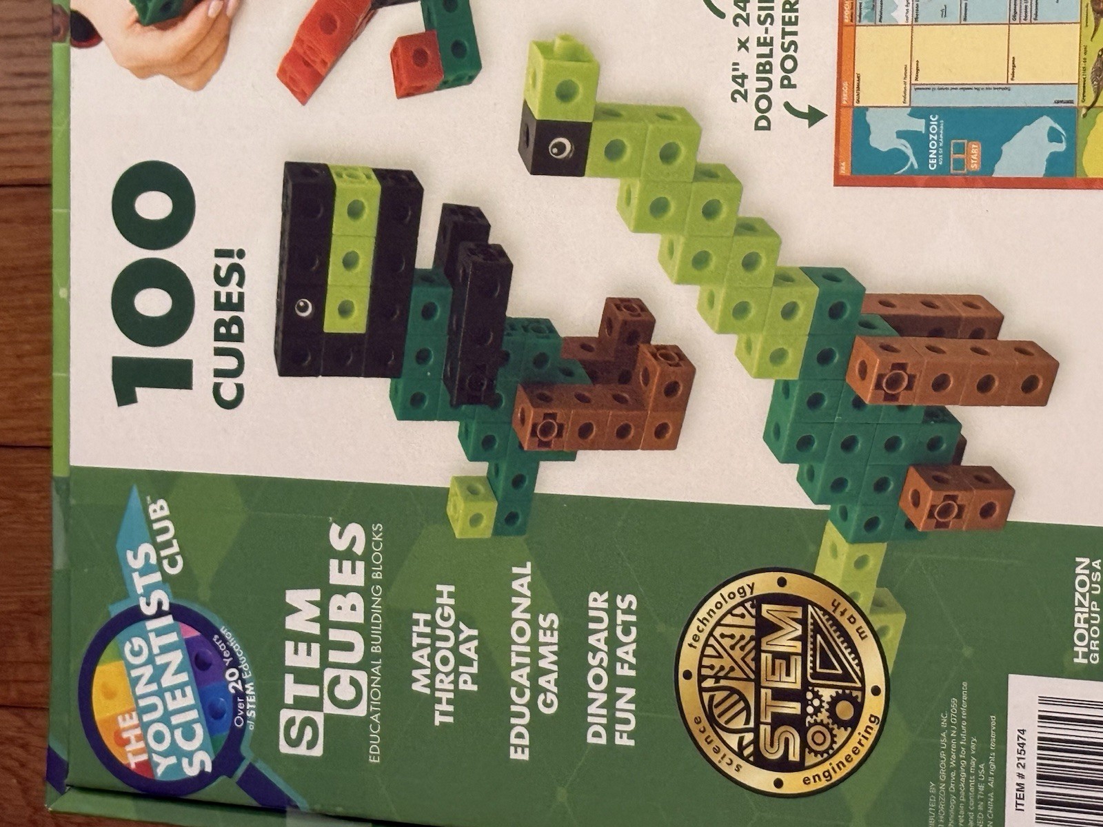 The Young Scientists Club Dinosaur STEM Cubes, Build, Learn & Create, 100 Cubes