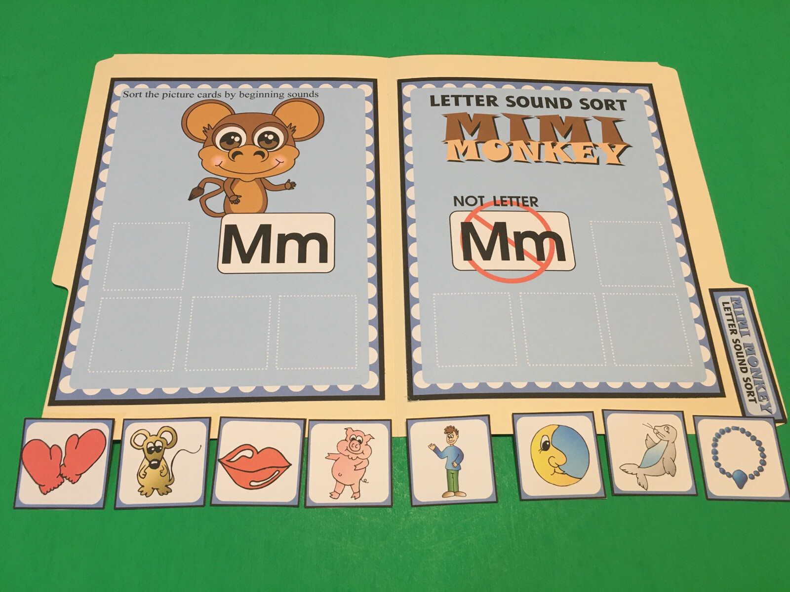 Mimi Monkey – Letter Mm – DIY File Folder game – Printed / Uncut