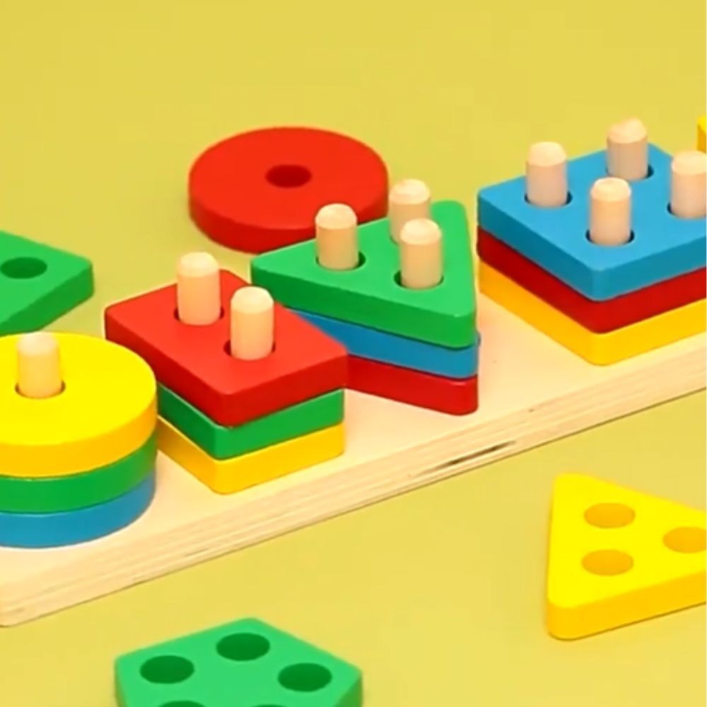 Multi-Color Wooden Puzzle for Kids Educational Montessori Toy Age 1-3 Cognitive