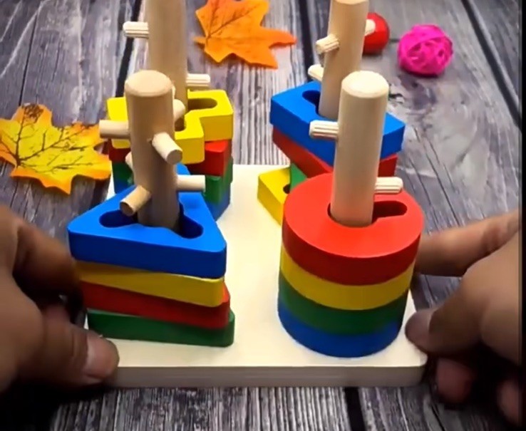 Paired Geometric Set Toys /Wooden Toys Color and Shape Cognitive Montessori Toy