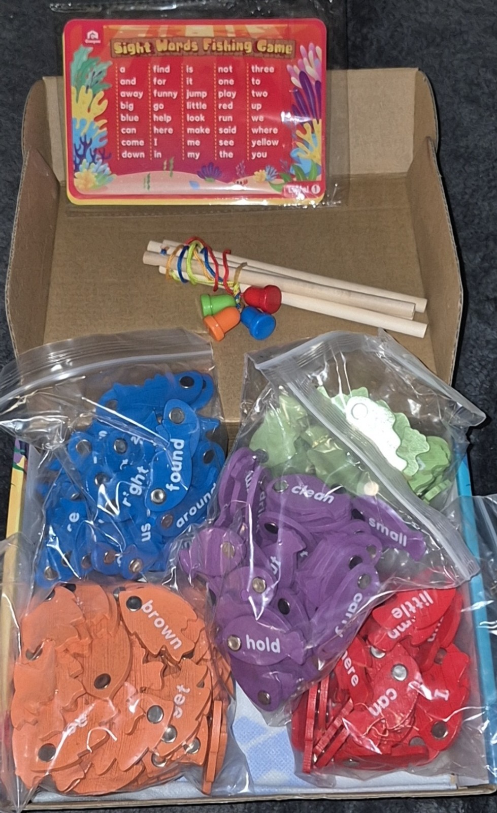 Sight Words Fishing Game: PreK-3rd, Early Learning Magnetic Wooden Fish *new*