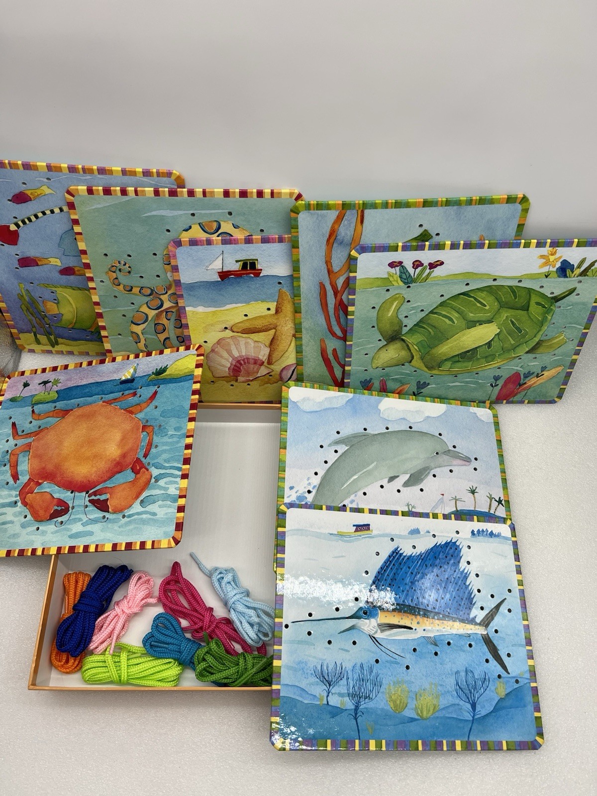 Eeboo Under The Sea Lacing Cards Complete! EUC!