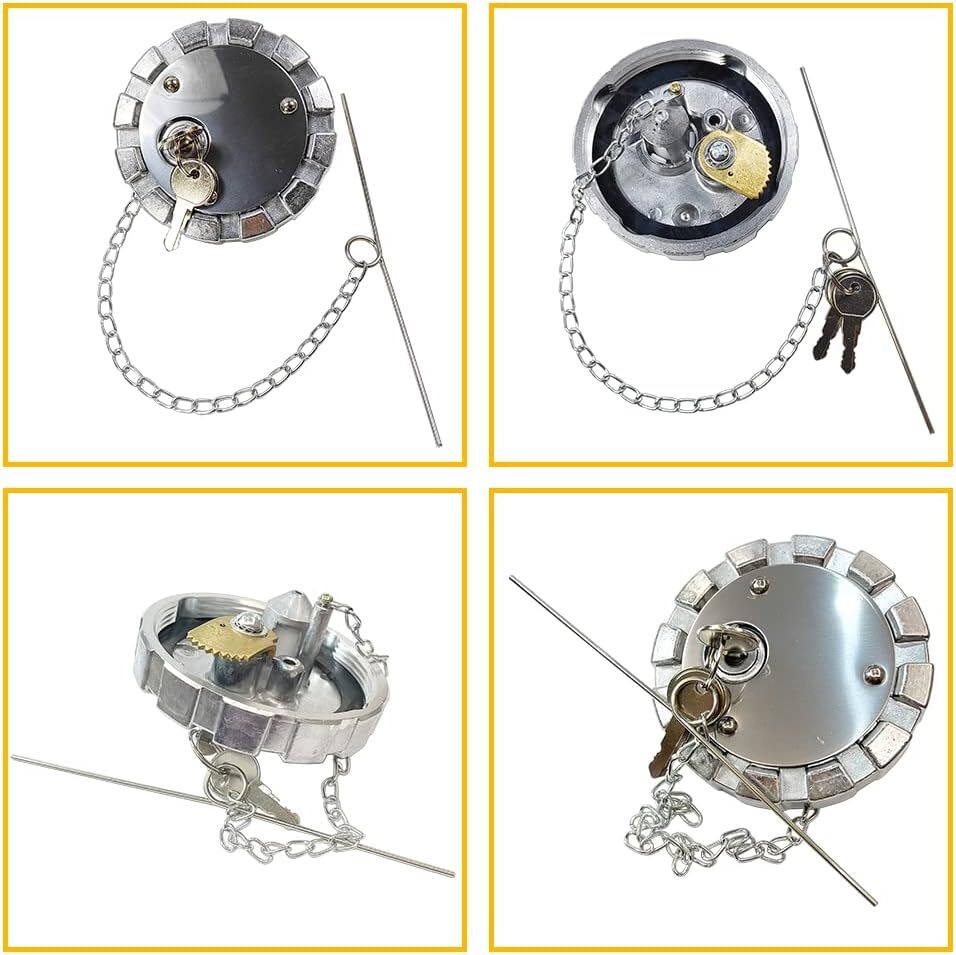 Locking Diesel Fuel Gas Cap With 2 Keys | 3.5″ Female Thread Fitting 5.5 TPI