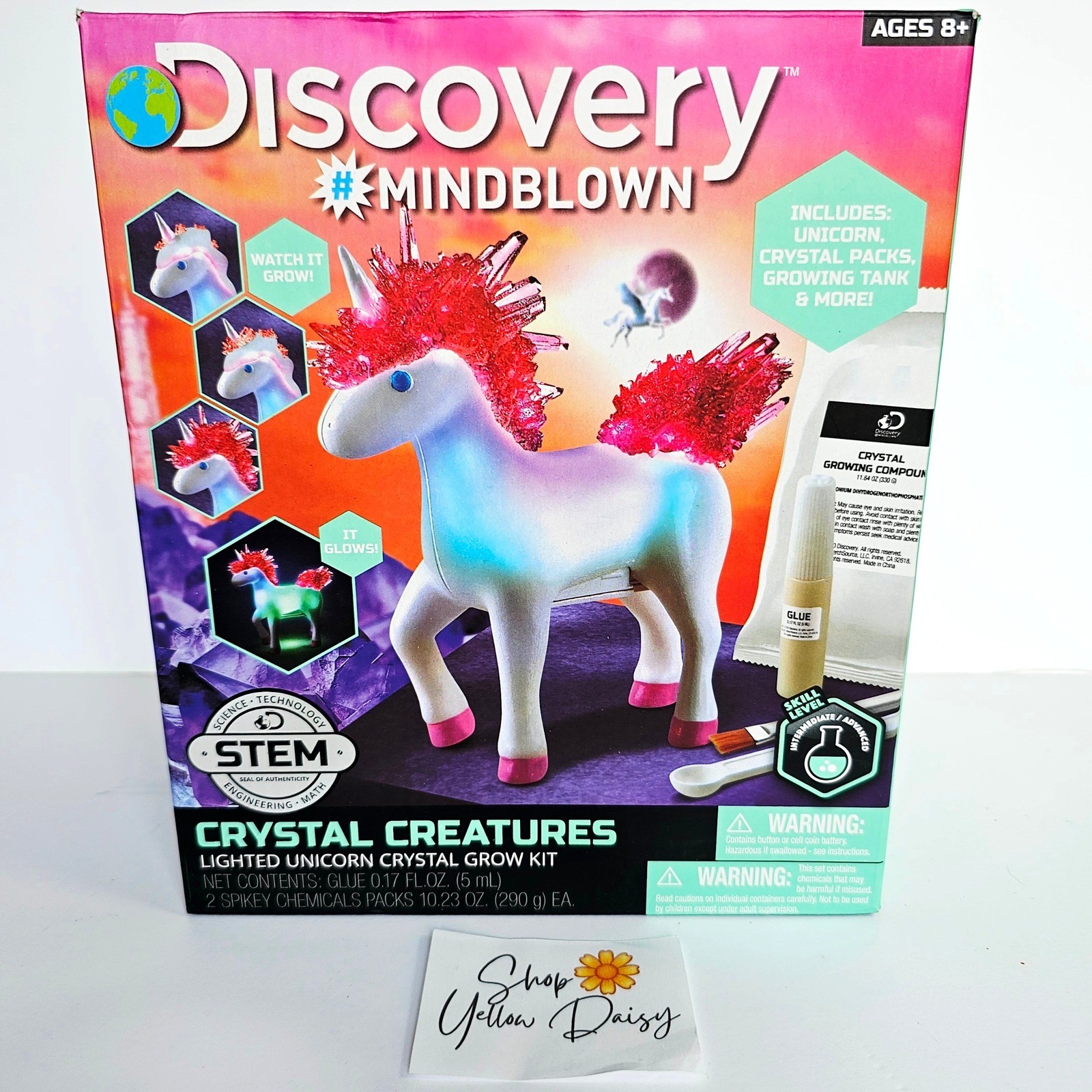 Discovery Mindblown Lighted Unicorn Crystal Creatures Set Grow Stem – 1395
