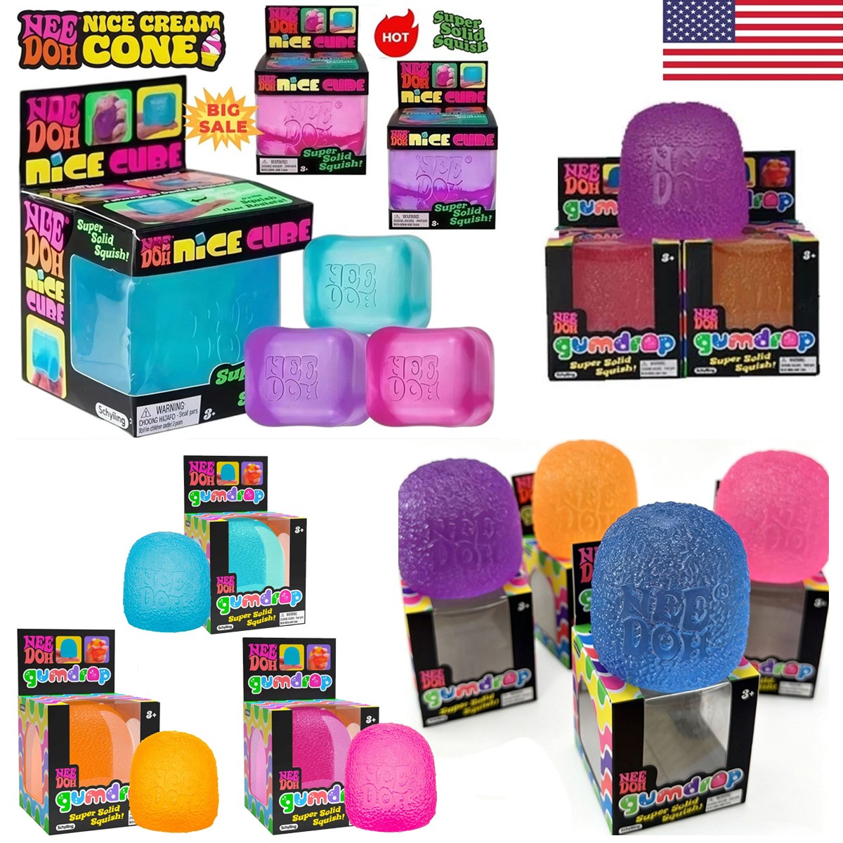 Nee Doh Nice Cube – Super Solid Squish! (Blue) – Brand New/Factory Sealed! US