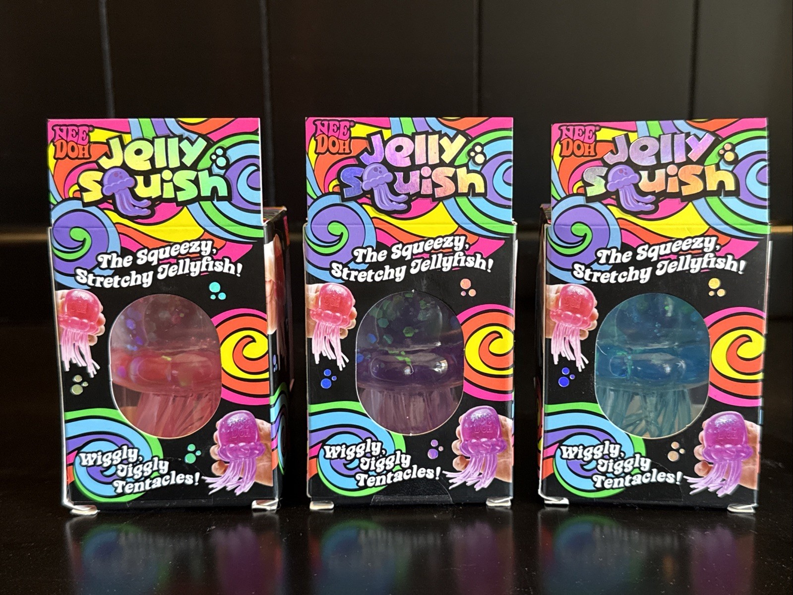 NeeDoh Jelly Squish Jelly Fish- Set of all 3 colors. pink, purple, blue- RARE