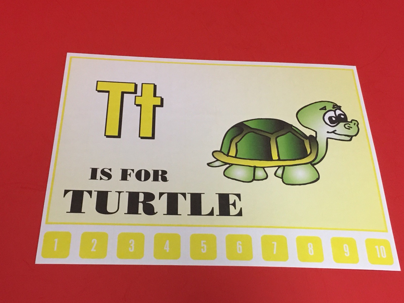 Letter T Turtle – Number Sequencing Puzzle, numbers 1-10 Laminated