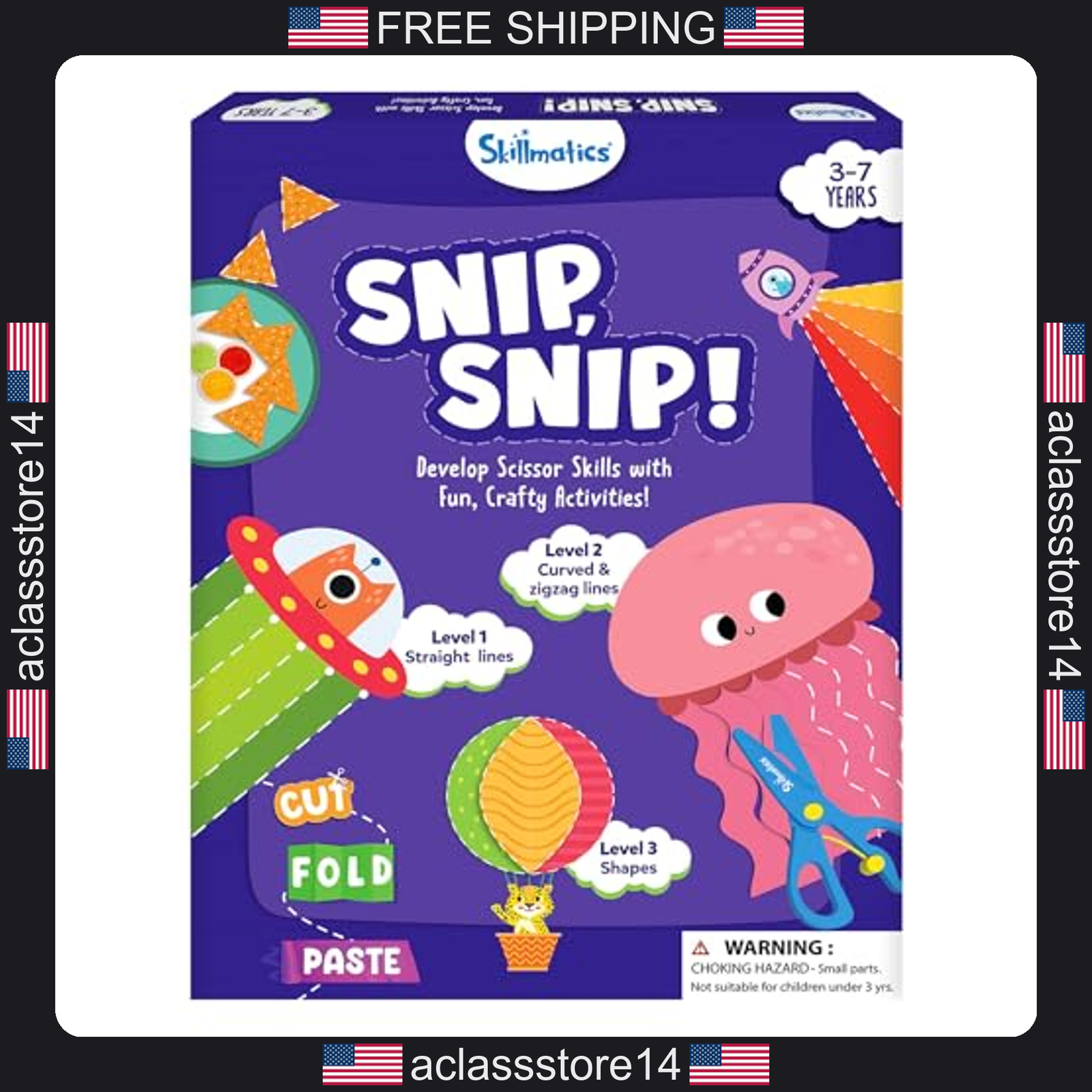 Skillmatics scissors activity book for preschoolers with 2 child-safe scissors