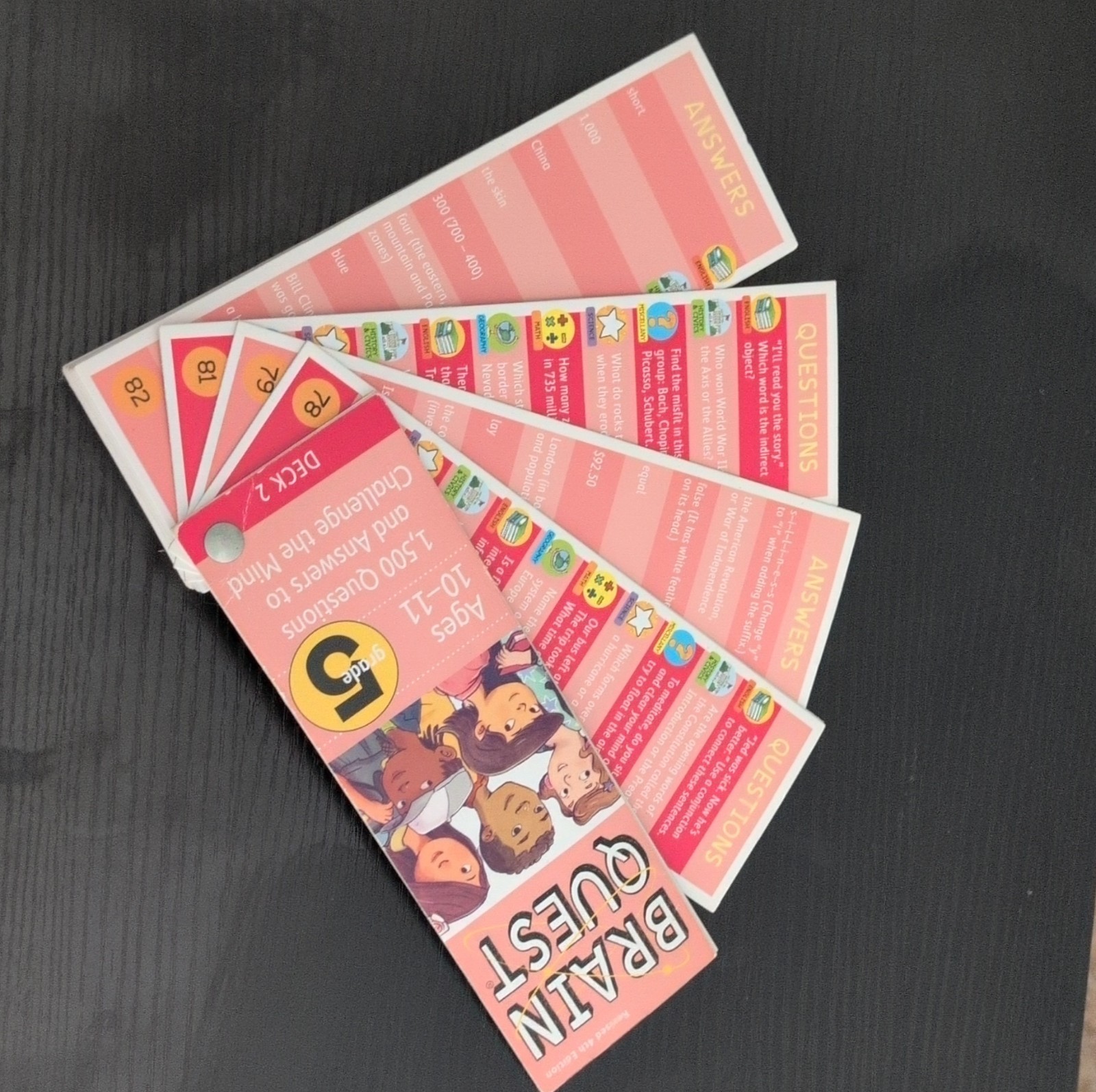 Brain Quest Grade 5 Deck 2 Ages 10-11 Educational Cards 1500 Q&A