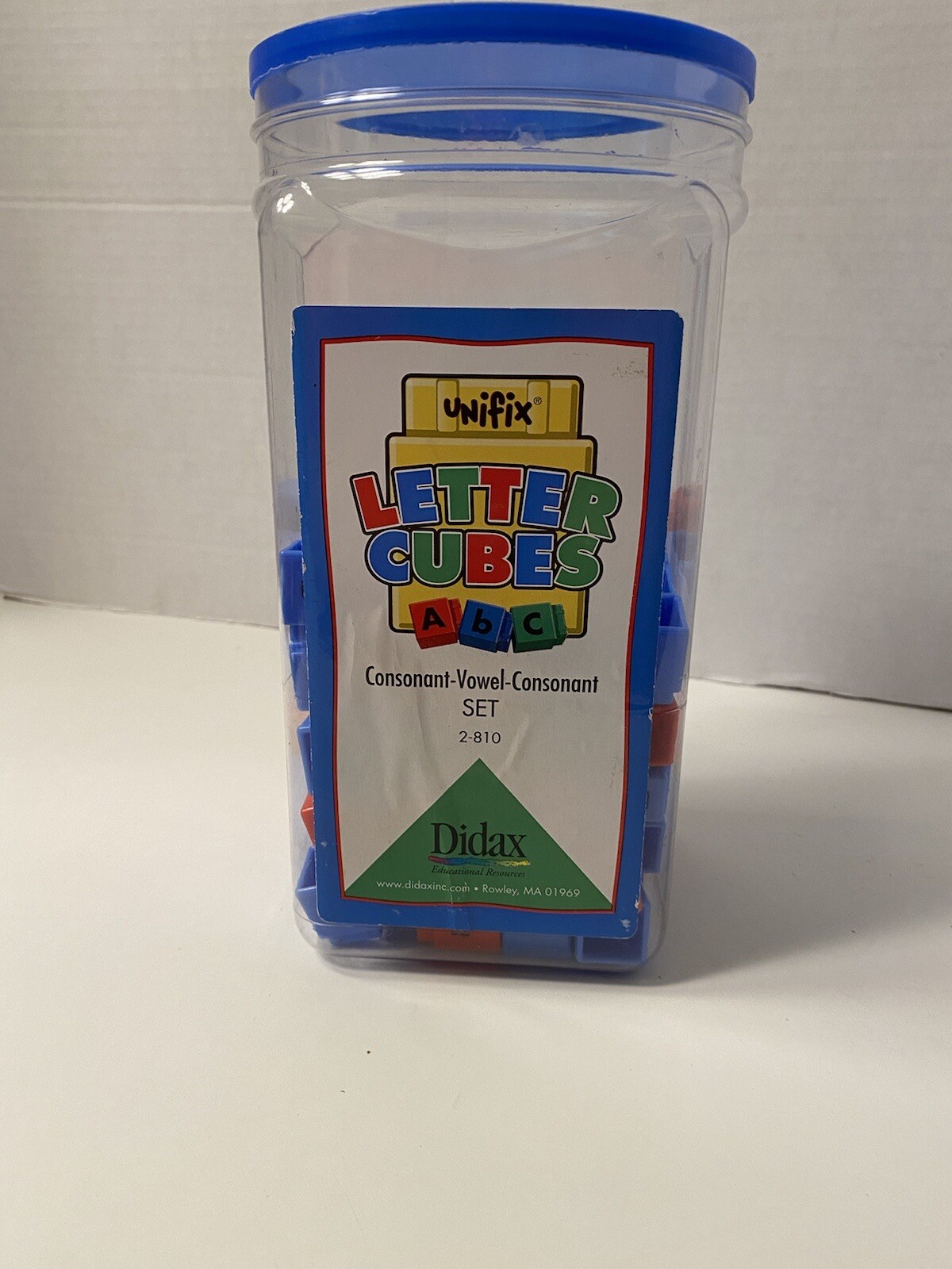 UNIFIX LETTER CUBES: Consonant – Vowel – Consonant Set Half Full Didax 2-810