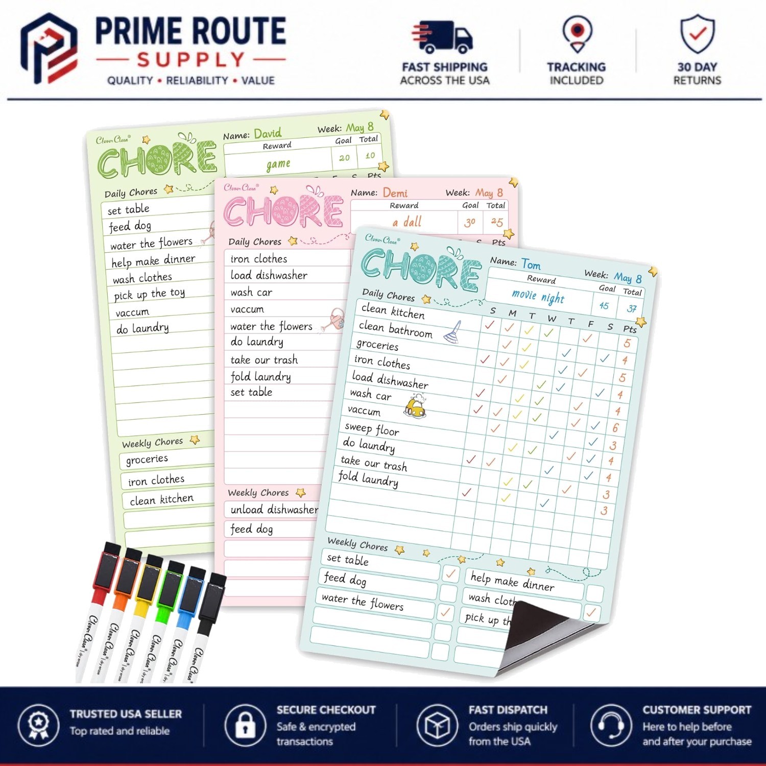 Customizable Magnetic Chore Chart Set – 8.5″x12″ Boards for Kids’ Responsibility