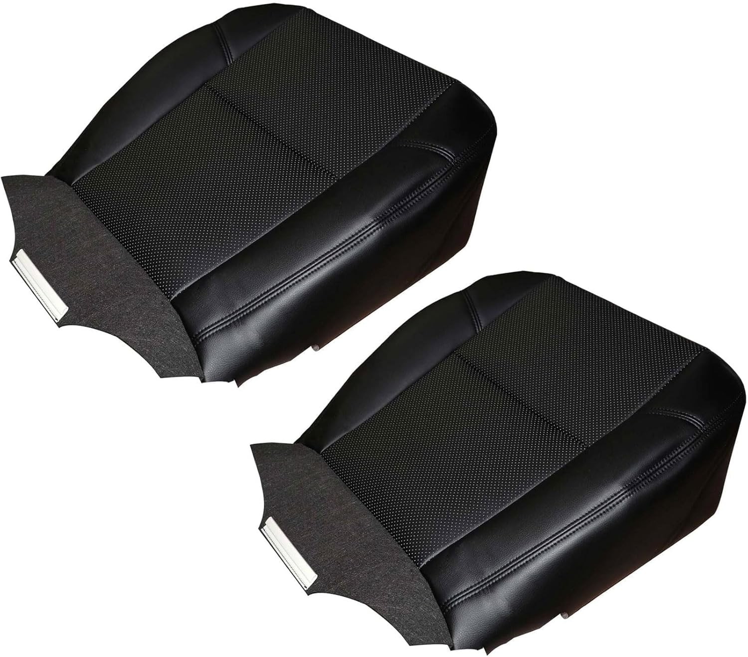 FZJDSD 2PCS Black Front Driver & Passenger Side Bottom Leather Seat Cover