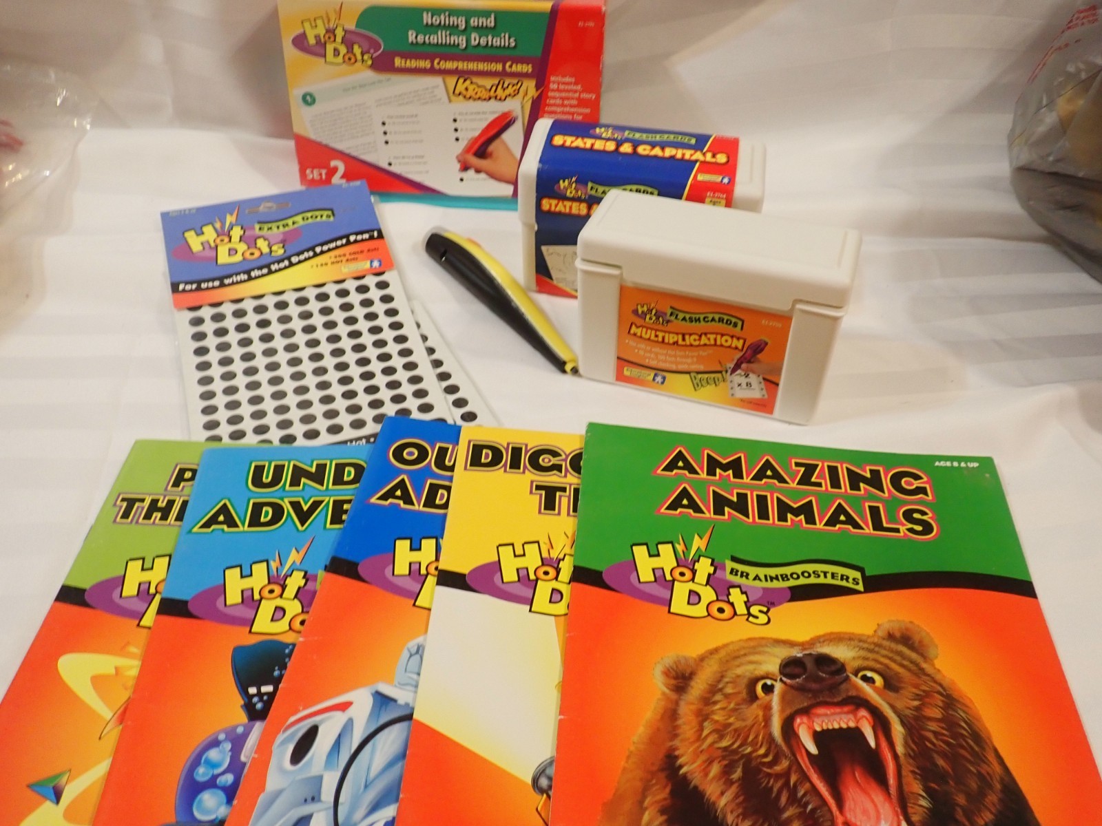 Hot Dots Lot Sets Reading Math States Capitals Multiplication Cards 2 Pens Books
