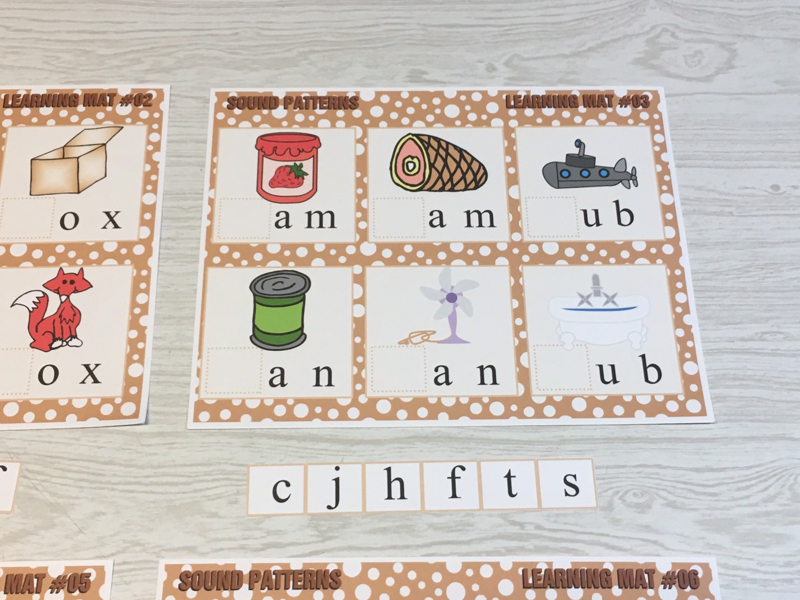 Sound Patterns – Set of 6 Learning Mats and 36 Cards – Laminated Activity
