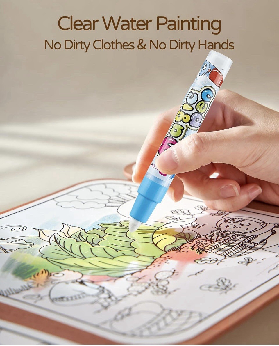 2-in-1 Busy Board Montessori Toys for Toddlers Reusable Water Painting Books NEW
